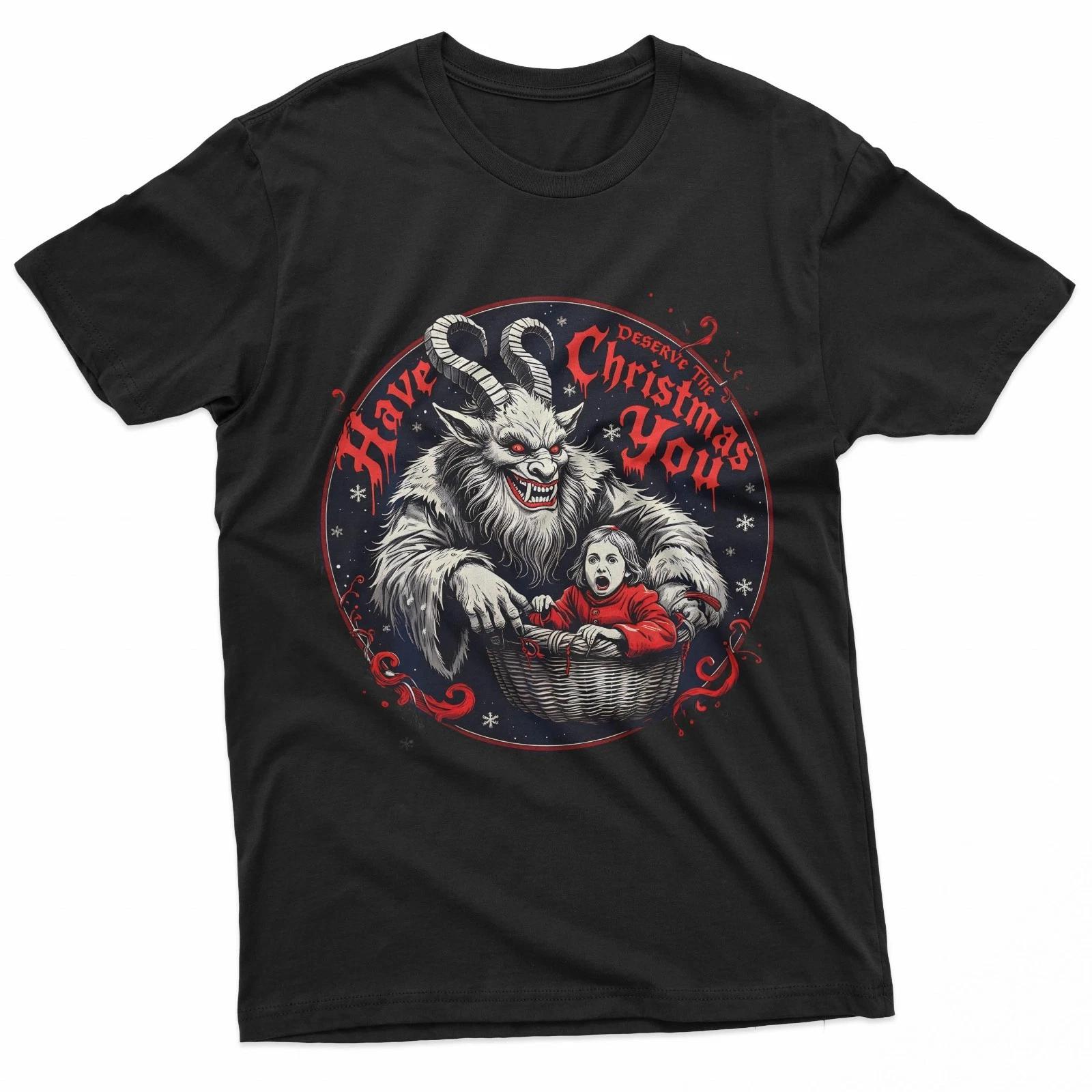 Vintage Krampus Coming Town Horror Merry Dark Christmas T-Shirt S