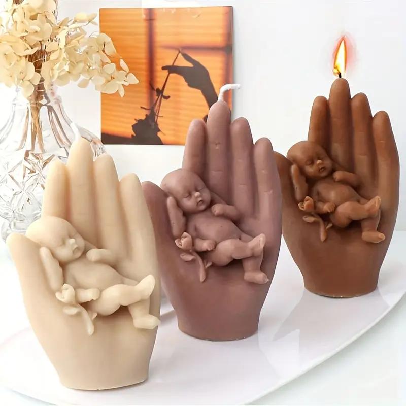 3D Silicone Candle Mold Baby in Hand Aromatherapy Soap Making Love Mother Handheld Plaster Decoration DIY Craft Gift