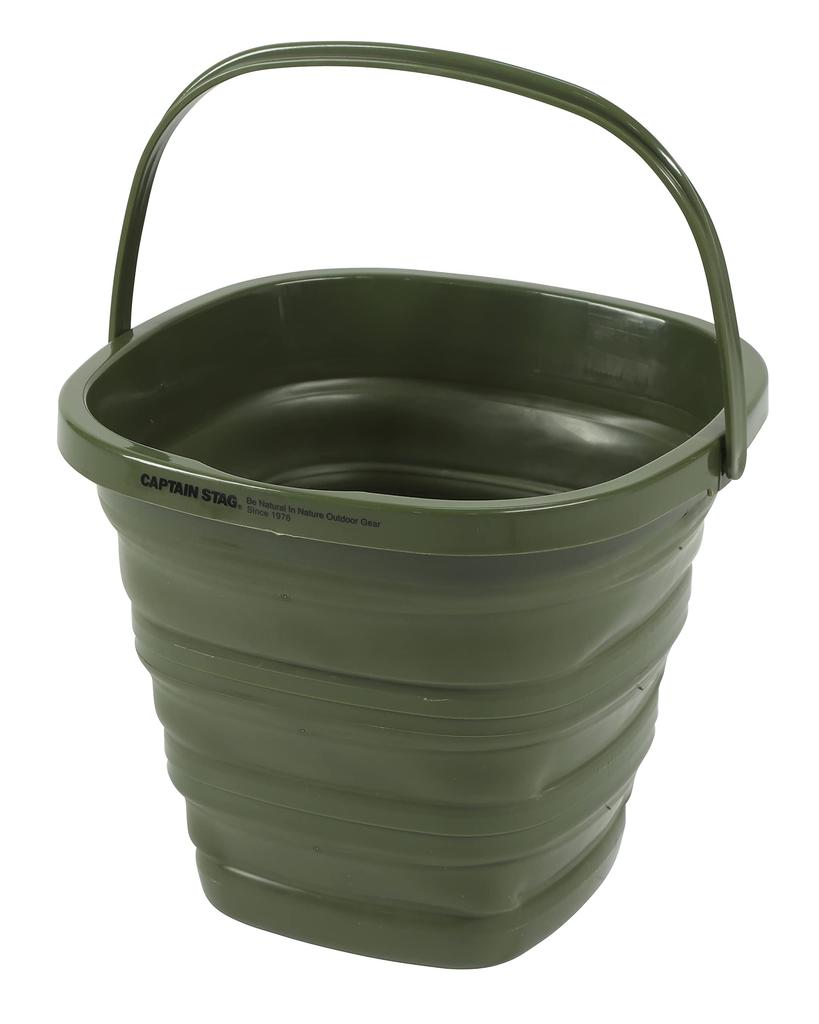 Captain Stag UW-1533 Folding Soft Bucket, Compact and Easy to Store, Olive