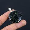 Round Kambaba Jasper Gemstone Ethnic Daughter Art Deco Pendant Sterling Silver