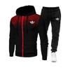 Set Hoodie cu Fermoar și Buline Casual pentru Bărbați Pulover Toamnă și Iarnă Pulover Cald din Fleece Pantaloni de Trening Set din Două Piese