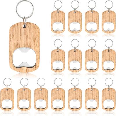 Nouveau 16 Pièces Porte-clés en Bois Décapsuleur Vierge Gravure sur Bois Porte-clés en Gros Étiquette de Clé Non Finie pour Cadeaux de Fête Cadeau DIY