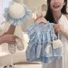 Adorable Korean Style Summer Set For Girls Featuring Soft Cotton Doll Shirt And Shorts