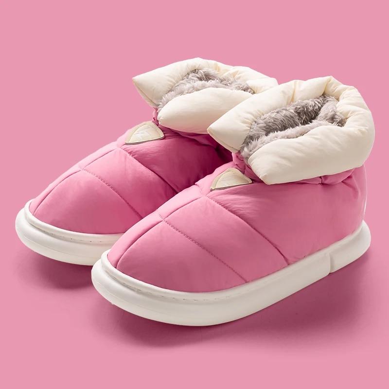 Módní Comwarm Kožešinové Sněhule Pro Ženy Módní Silná Platforma Zimní Boty Plyšová Bavlněná Obuv Vnitřní Venkovní Vodotěsné Teplé Domácí Boty