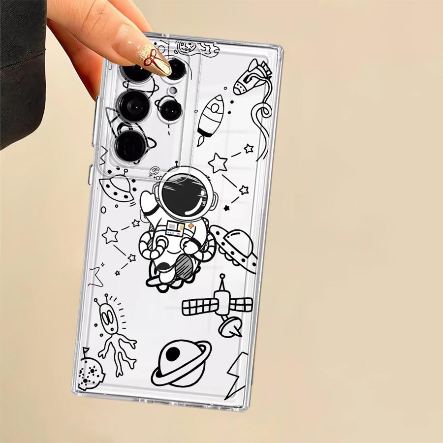 Cartoon Cute Astronaut Phone Cover Case for Samsung Galaxy S21 S23 Ultra S26 S24 S25 Edge S22 FE Note 20 Ultra 10 S20 Plus