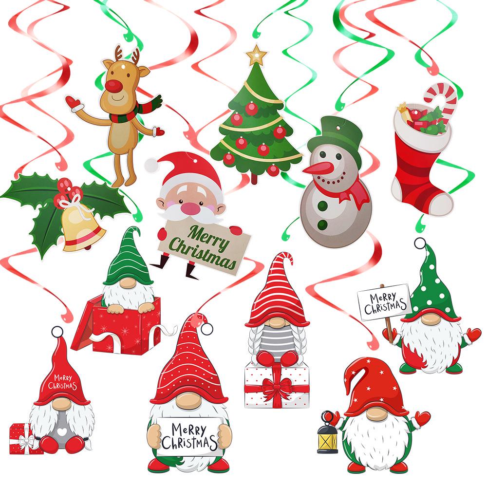 Spiral Hanging Ornament - PVC Christmas Pendant with Santa Boots and Socks Decoration