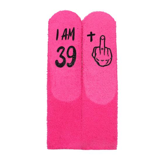 

1 пара носков на день рождения из кораллового флиса, противоскользящие, высокоэластичные, средней длины, носки для возраста, теплые зимние носки для мамы, бабушки, жены, подарка на пенсию розы красного