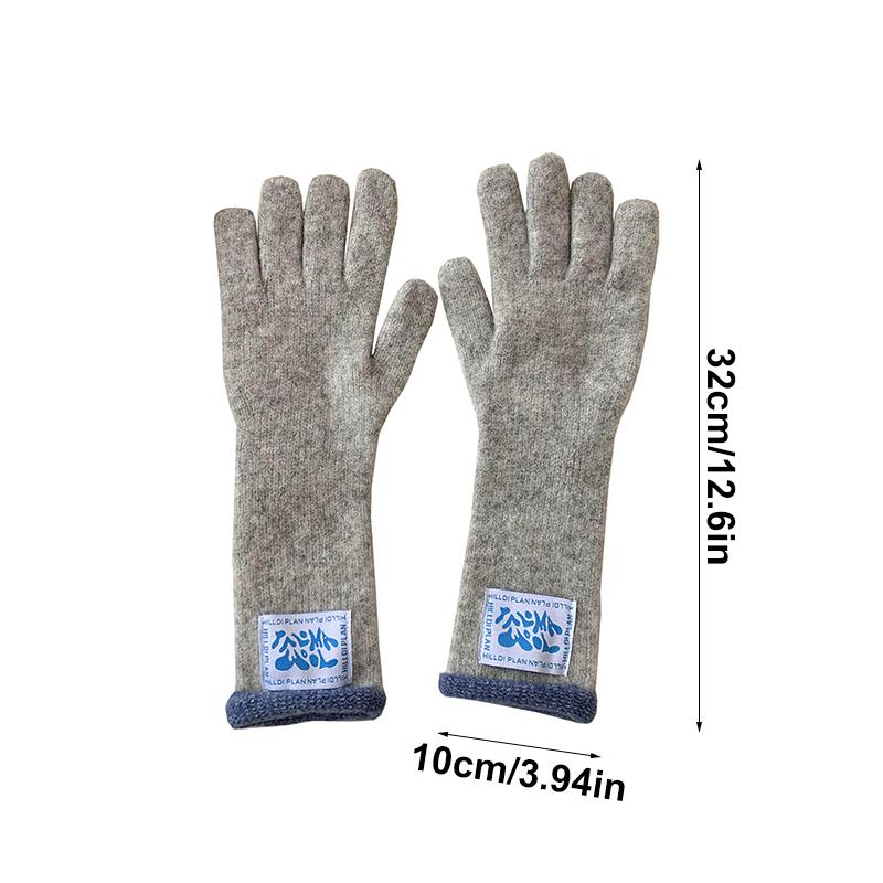 Winter Contains Wool Playful Touchscreen Design Gift Thickened Warmth Colorblock Comfortable Long Gloves Versatile Multi-Color