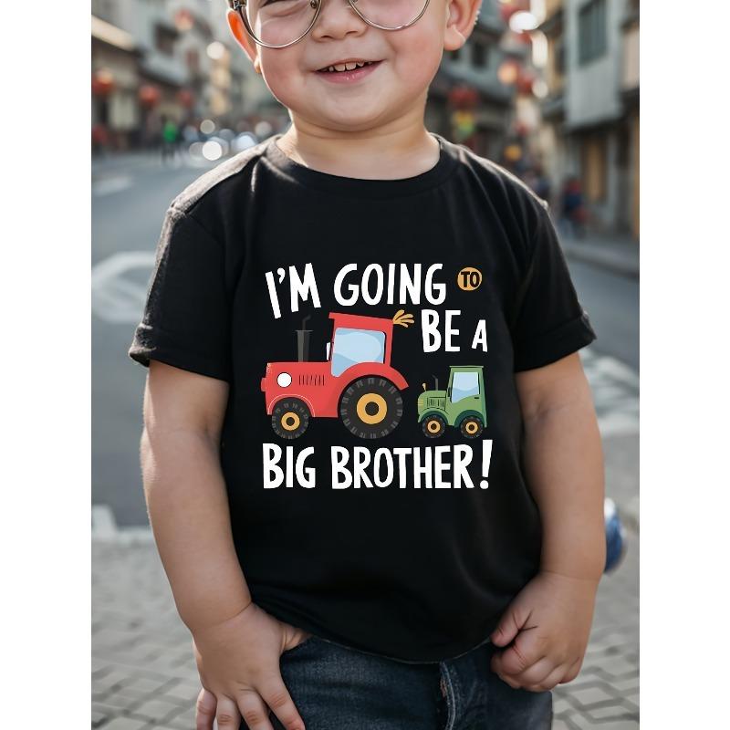 European Sizes Tractor Print Short-Sleeve Casual T-Shirt for Boys - I'm Going To Be a Big Brother