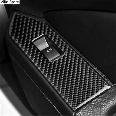 For Ford Mustang 2009 2010 2011 2012 2013 Carbon Fiber Window Lifter Control Frame Switch Armrest Panel Trim Interior