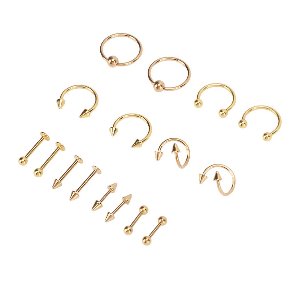 Nose Studs Set Stainless Steel Exquisite Different Shapes Safe Smoothing Polished Surfaces Nose Studs for Women