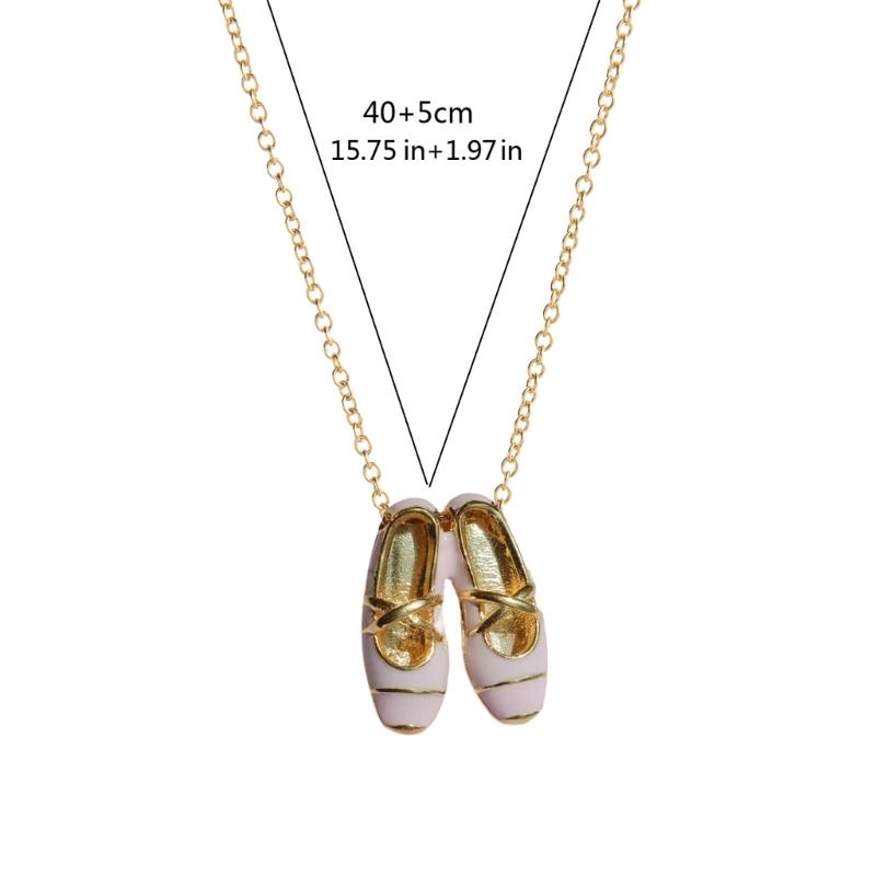 Romance Pink Ballet Shoe Necklace with Diamonds Accent for Sweet and Elegant Women's Fashion Accessory