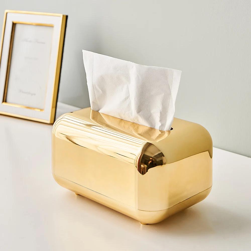 Light Luxury Golden Tissue Box Wipe Case Boxed Tissue Office And Domestic Use Storage Box Living Room Desktop Decoration Tissue Box Gift