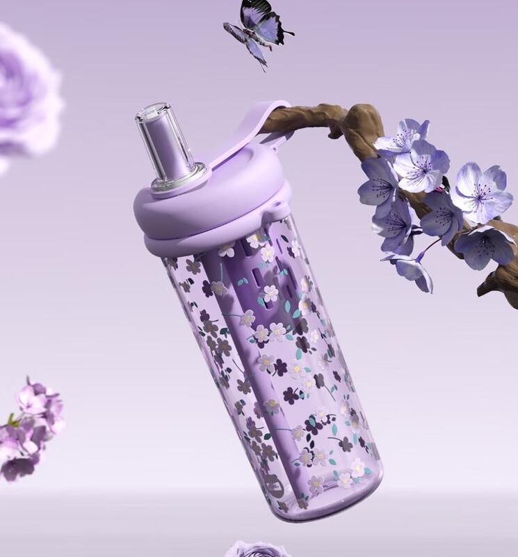 Wisteria Vine Heat-Resistant Glass Straw Water Bottle