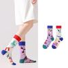 Children's Cartoon Sports Socks, Mid-Calf, Asymmetrical Mandarin Duck Design, Cotton Trendy Pair
