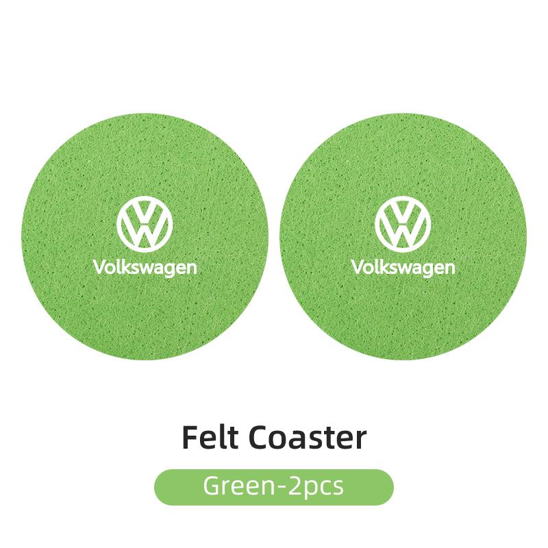 ear1 2PCS Car Felt Material Coasters Water Cup Holder Mat Trimmmable For VW Scirocco Jetta Golf Passat Polo Tiguan Sharan Touran