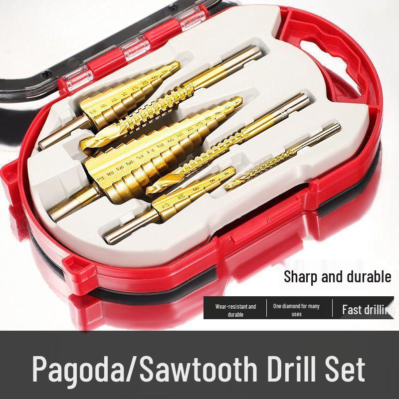 Cobalt Serrated Pagoda Drill Bit Set - Multifunctional Metal Hole Saw & Tower Reamer for Woodworking