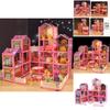 Colorful Led Light Huge Dollhouse 14 Rooms 7 Designs Perfect Gift For Girls
