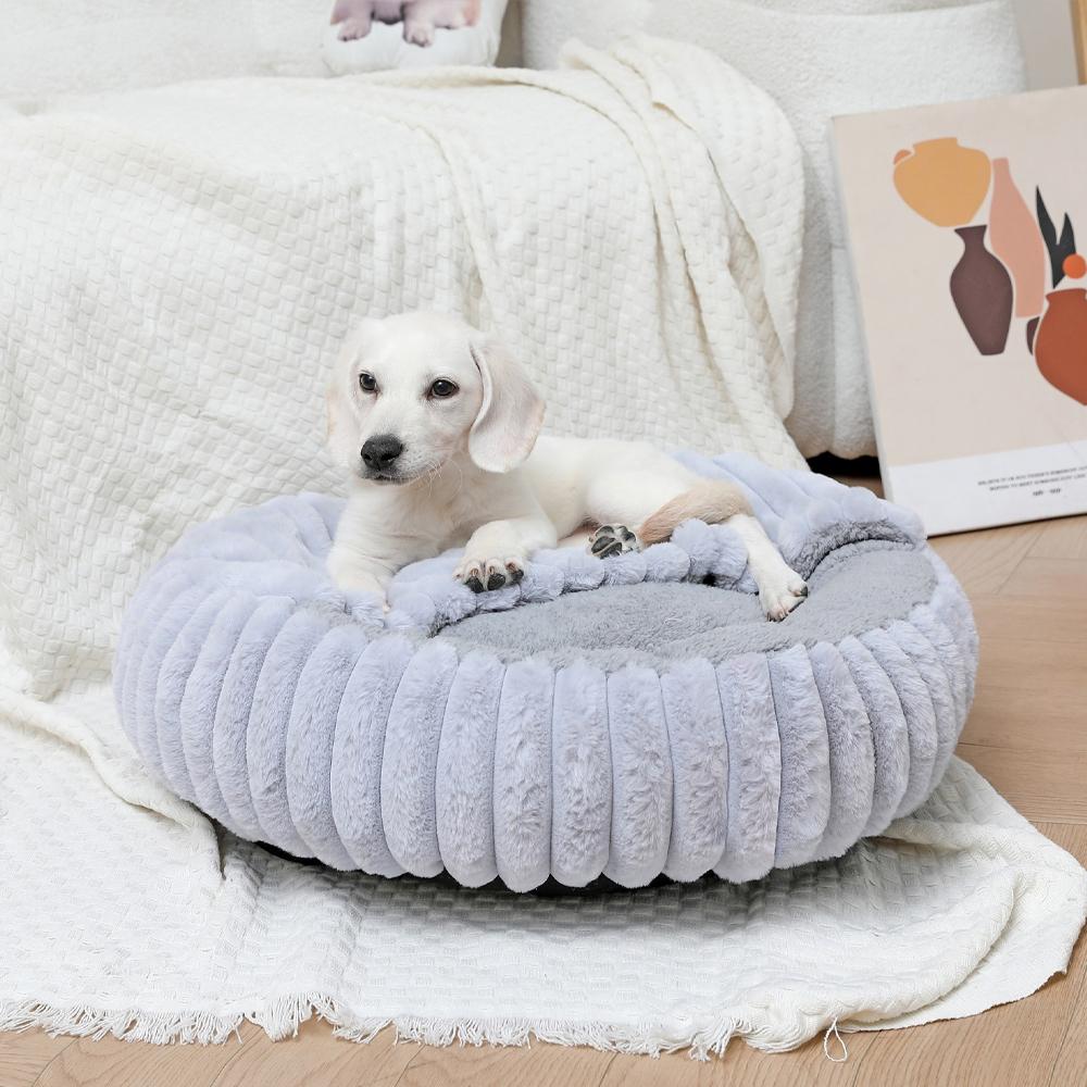 Dog Bed with a Blanket for Indoor Dogs Cats Washable Round Cat Bed Cave Soft Fluffy Pet Bed for Kitty and Small Medium Dogs