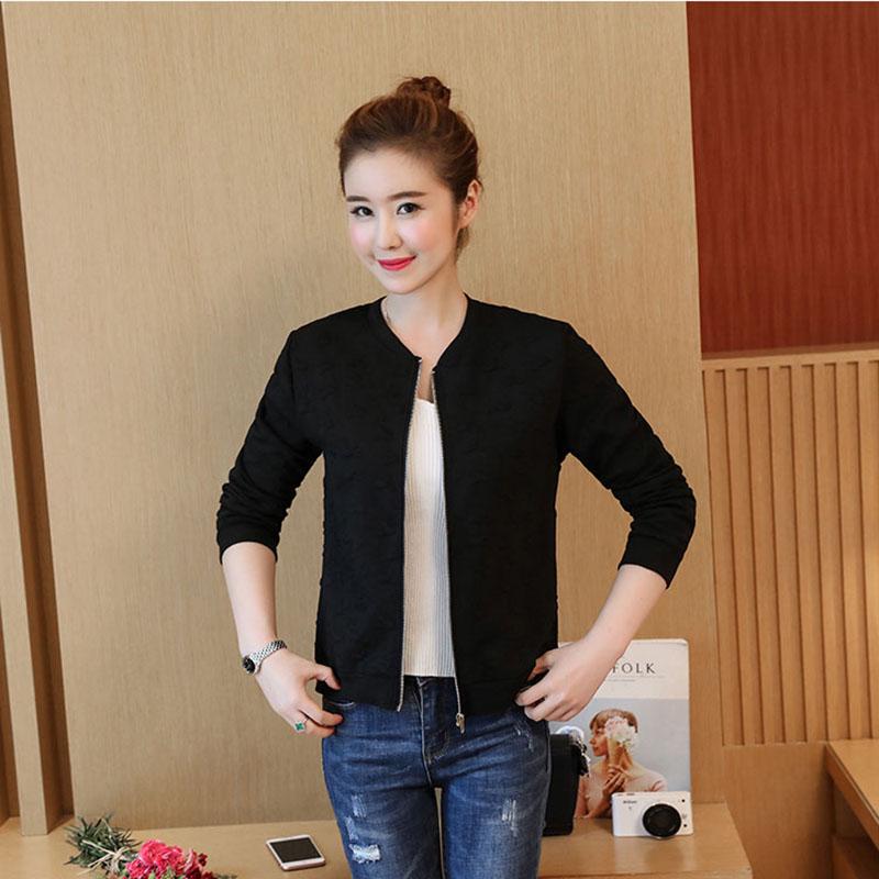 

SCIONE пальто осінь новий суцільний колір короткий жакард светр невеликий жакет бейсбольна форма M чорний