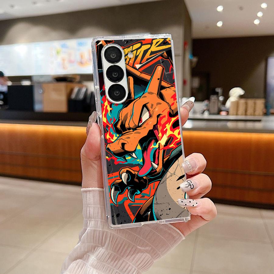 Transparent Soft Phone Cover Case for Samsung Galaxy Z Fold 7 6 5 4 3 ZFold6 ZFold3 ZFold7 ZFold5 ZFold4 Cute Pikachu Pokemon