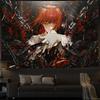 Dark Red Anime Girl Wall Tapestry Gothic Manga Aesthetic Wall Hanging Bedroom Dorm Home Decor