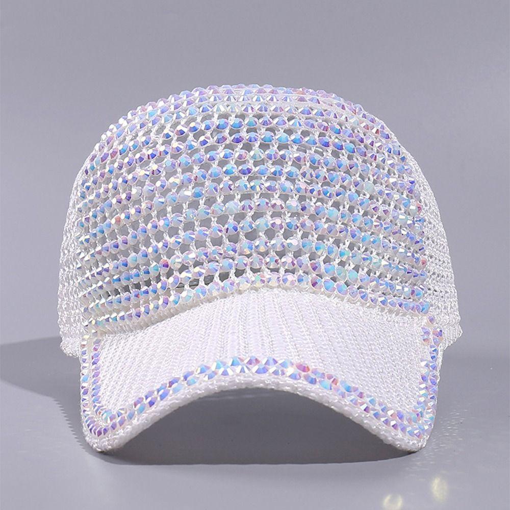 Mesh Woman Shiny Cap Breathable Duck Tongue Hat Casual Rhinestone Baseball Cap  Leisure Activities