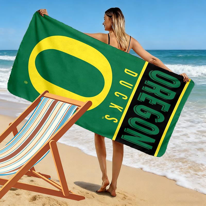 Oregon Ducks Print Beach Towel, Large Soft Quick Dry Towel for Beach Camping Swimming