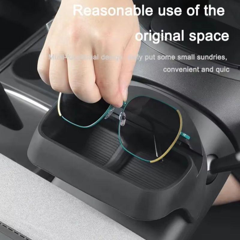 For New Tesla Model Y YL Juniper 2025 Model 3 Highland 2024 Steering Wheel Silicone SunGlasses Case Mobile Phone Holder Storage
