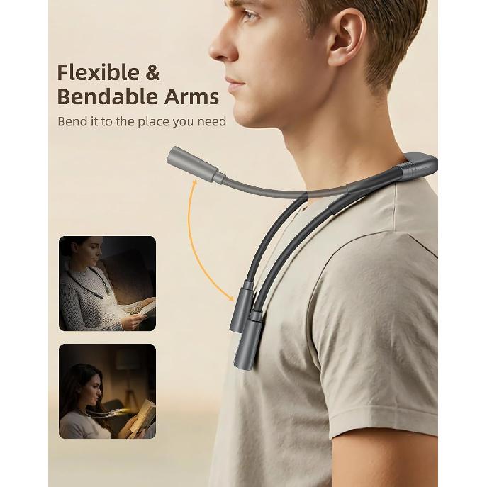 Rechargeable Book Light,3 Colors and Brightness Adjustable Reading Light,Bendable Neck Light,100hrs Long-Lasting,Perfect Reading Lamp Gift for Books