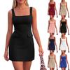 Women's Fashion Sleeveless Square Neck Tank Top Beach Casual Dress