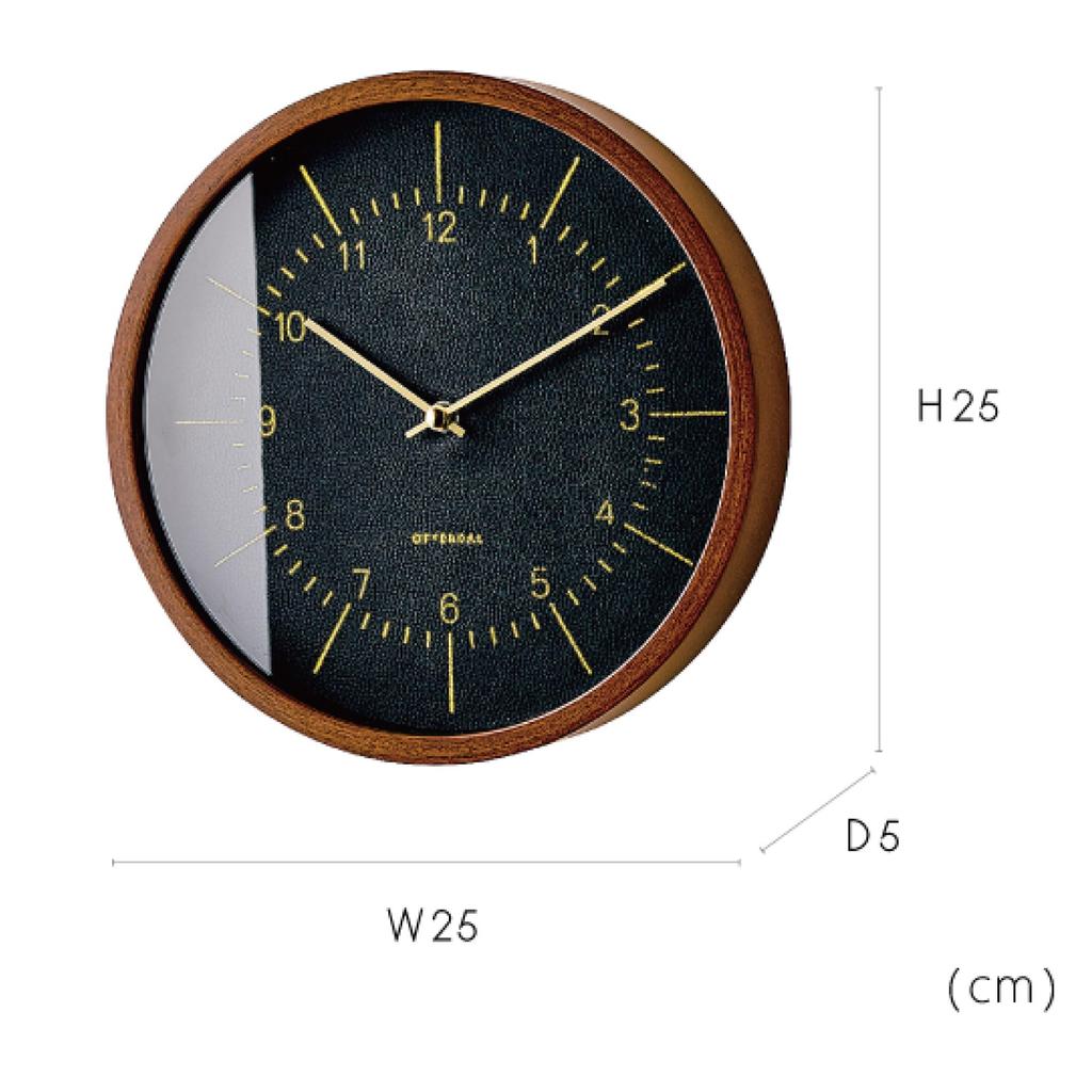 Interform Wall Clock Radio Clock Brandeff Leather Black Synthetic Leather Wood Gold 25cm CL-3354BK