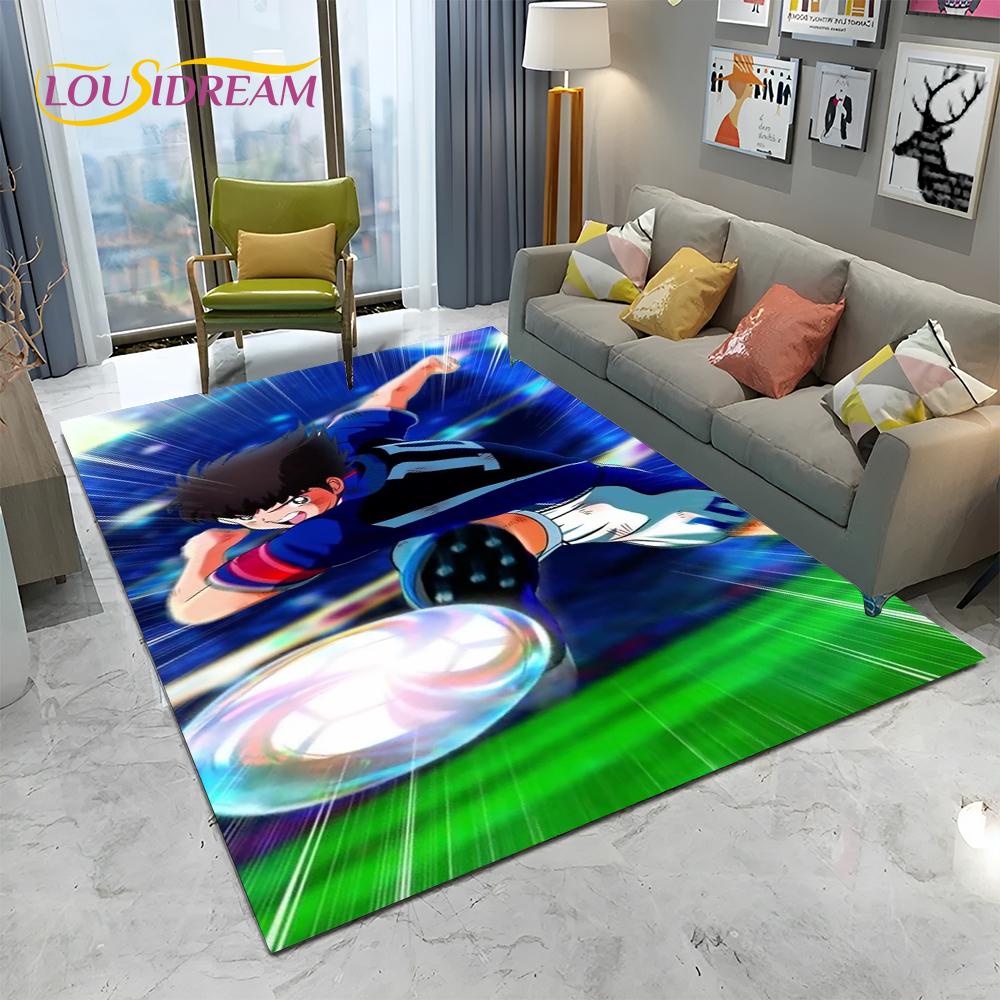 Captain Tsubasa Anime-Fußball-Cartoon-Teppich für Zuhause, Wohnzimmer, Schlafzimmer, Sofa, Fußmatte, Dekor, Kinderbereich, rutschfeste Bodenmatte