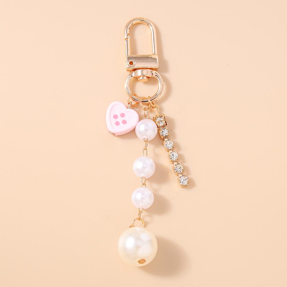

Pretty Pearl Shell Keychain Women Girls Rhinestones Beads Key Ring Pendants for Handbag Decor DIY Key Chain Jewelry Gifts