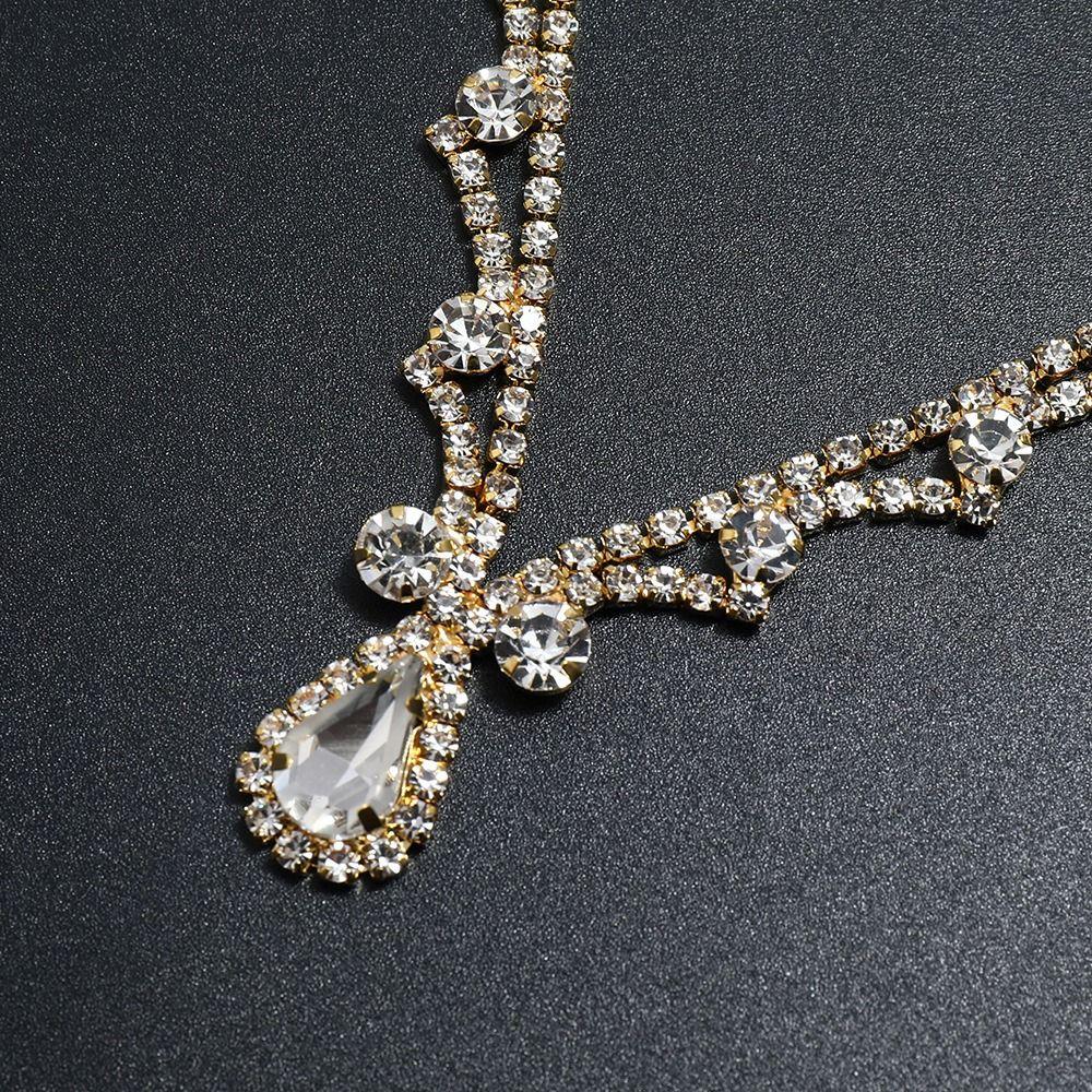 Rhinestone Bridal Headband Chain Water Drop Pattern Wedding Crystal Forehead Headband Head Chain