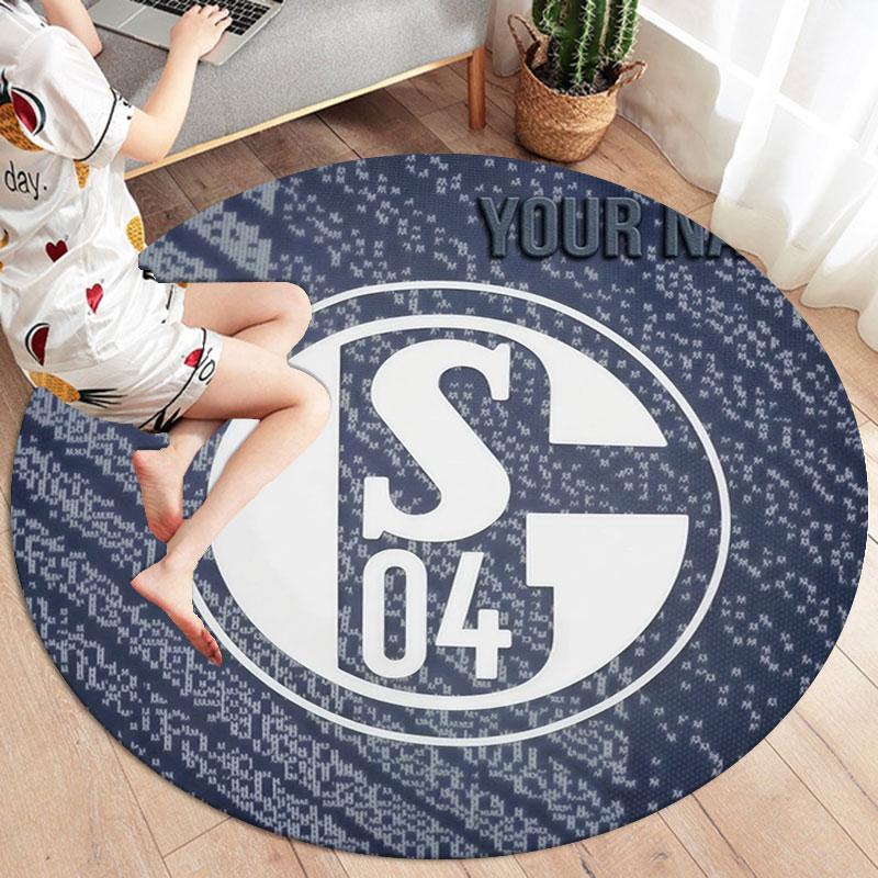 FC Schalke 04 Custom Name Round Area Rug,Carpet Rug for Living Room Bedroom Sofa Playroom Decor,Non-slip Floor Mat