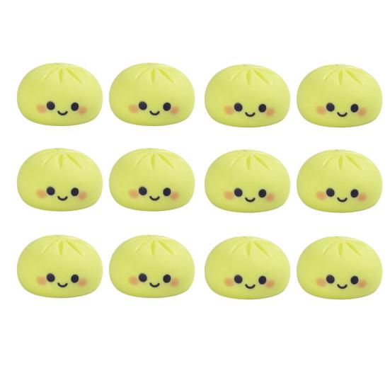 12Pcs Mini Resin Bun Figurines Cute Smiling Face Food Ornament 12pcs зелёный