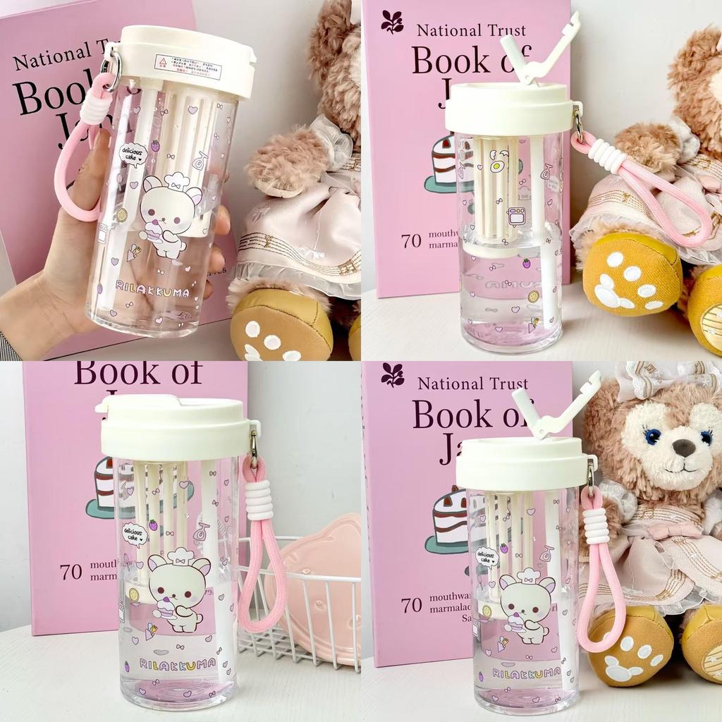 Pc Insulated Straw Cup With Cartoon Design For Office And Home Use