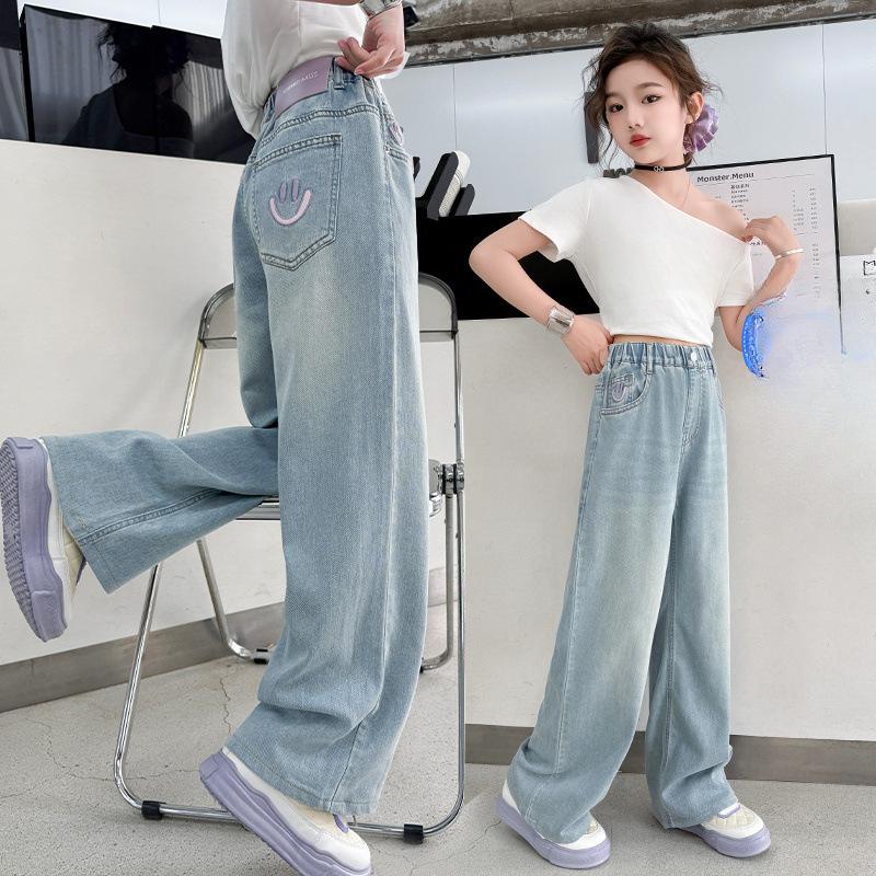 Summer Pants Thin Girls' Pants Summer Fashion Straight Leg Wide Leg Tencel Jeans