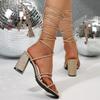 Fashion Sexy Gold Strap High Heel Sandals Women's Roman Crossed Band Shoes Rubber Sole Open Toe Size 36 41 Wrap Strappy Heeled Sandals