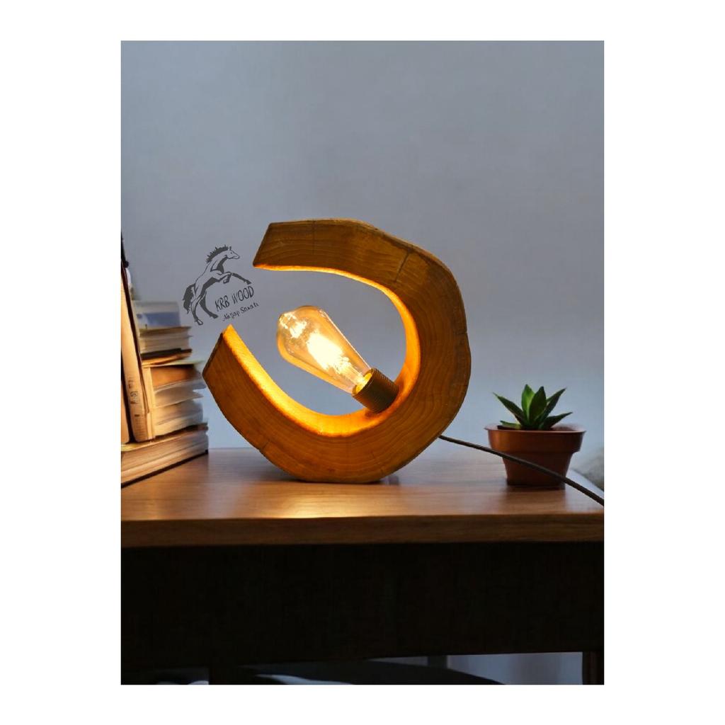 Wooden Lampshade, Desktop Lampshade, Log Lampshade, Lambader, Rustic Lampshade Bulb Gift