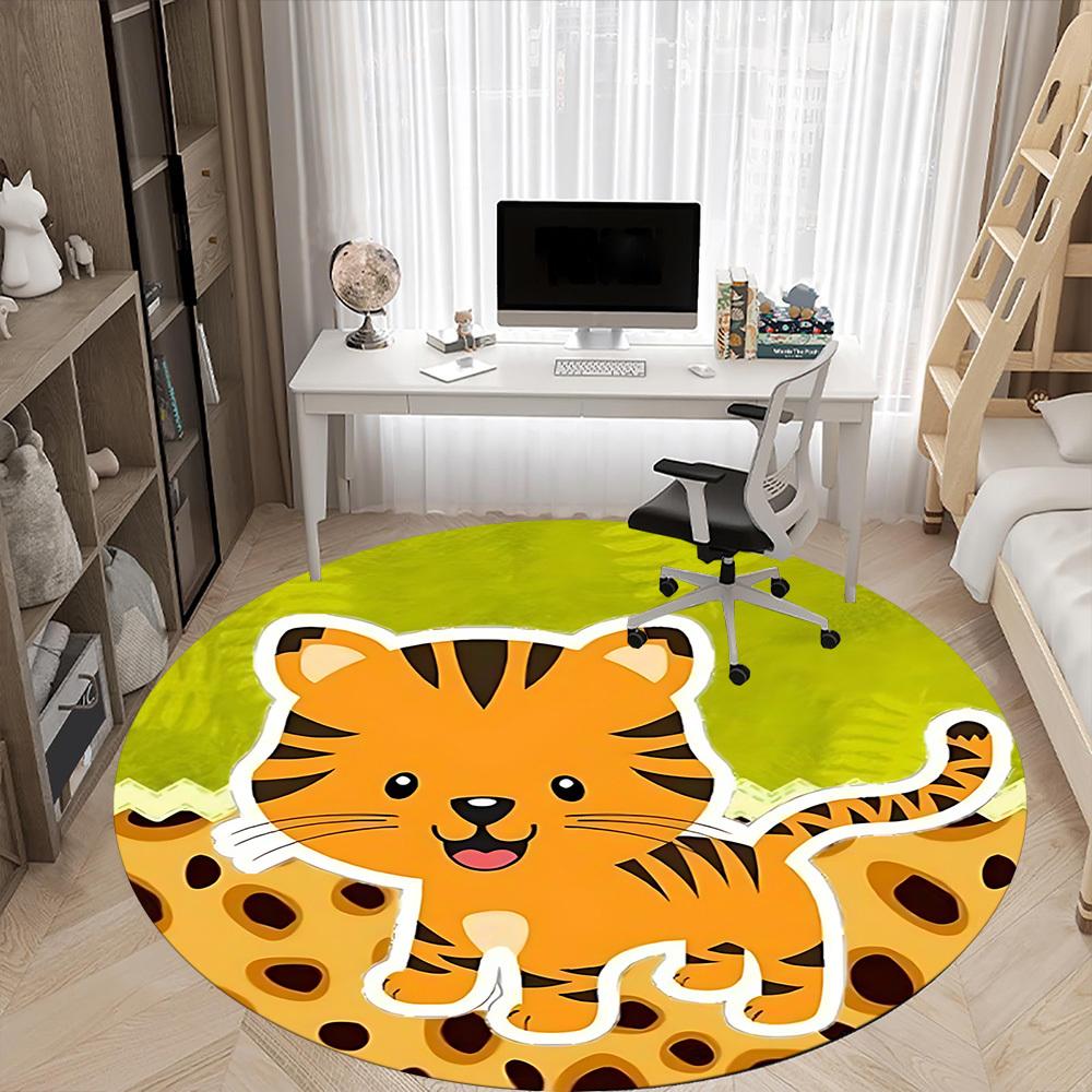 1pc Tiger Print Chair Carpet for Office, Soft Comfortable Mat For Office, Living Room, Bedroom, Machine Washable Carpet Yy251112005