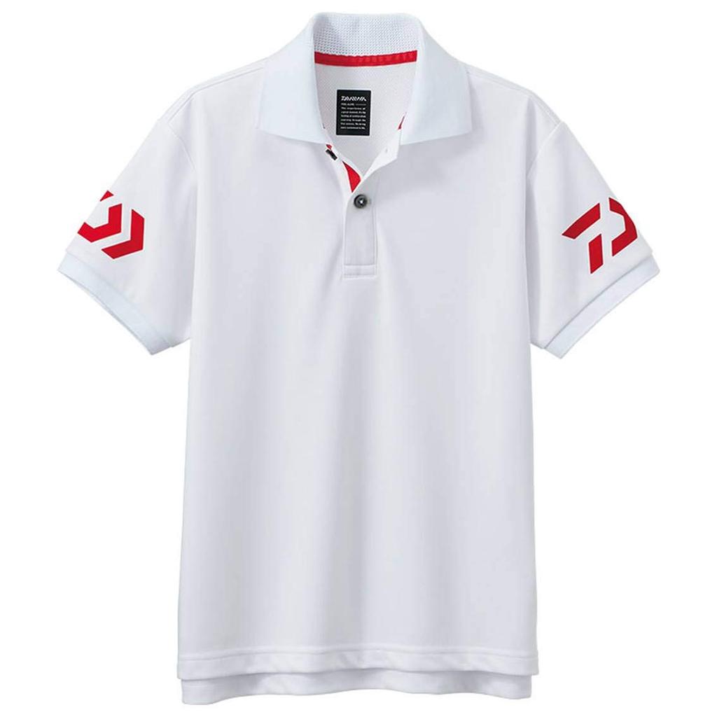 Daiwa (DAIWA) Short Sleeve Polo Shirt, White x Red, Size 120, DE-7906