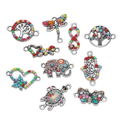 4 Stücke Legierung Retro Farbige Zirkon Tropfen Öl Anhänger Elefant Schildkröte Anhänger Für DIY Schmuck Charm Armband Handwerk Zubehör