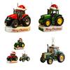 1/3Pcs Christmas Pendant Tractor Wearing Xmas Hat Charm Ornament Snowy Roof Farmhouse Holiday Style Hanging Ornament