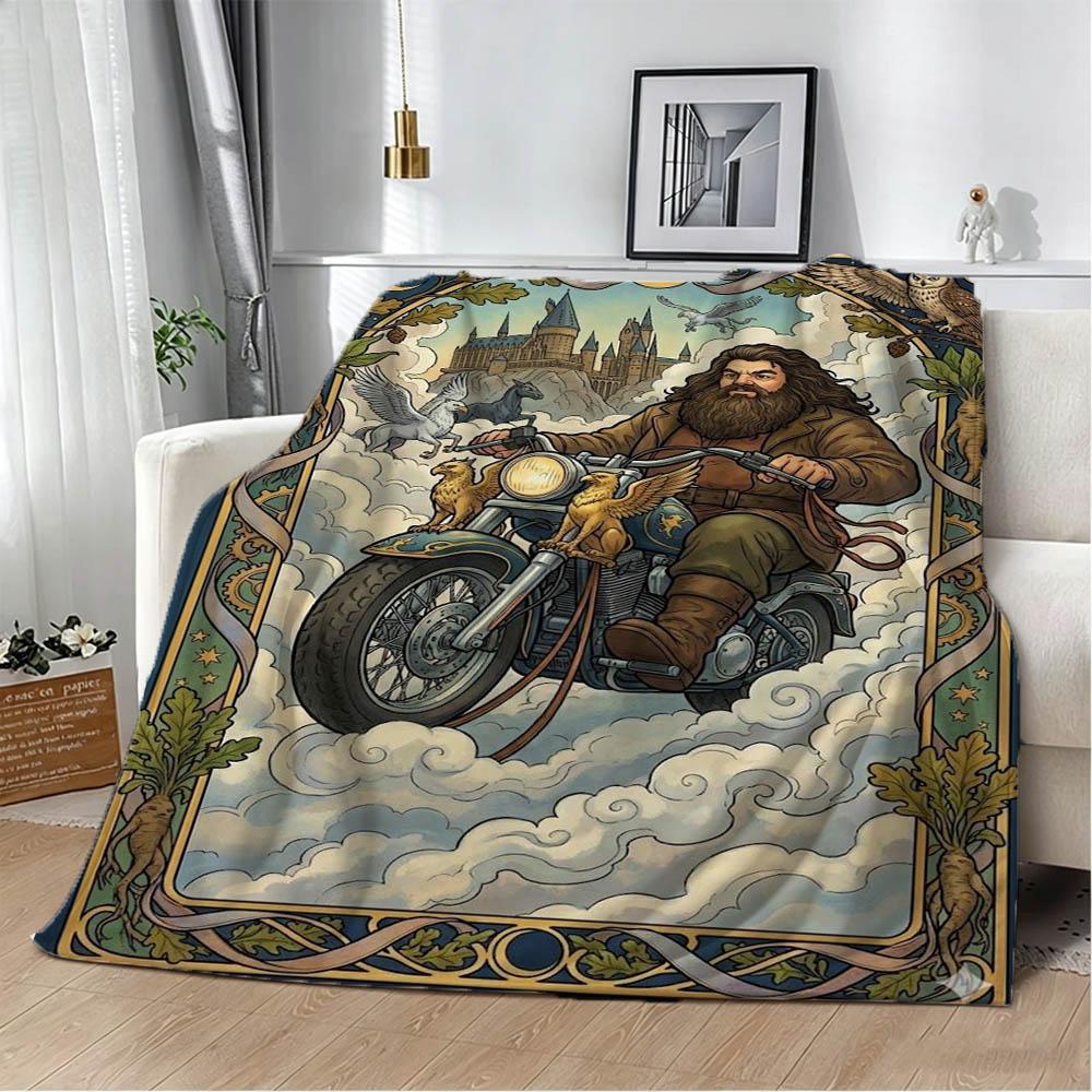 H-Harry Potters Cartoon Movie 3D Flannel Blanket Soft Throw Blanket Art for Home Decor Bedroom Bed Sofa Picnic Cover Kids Gift