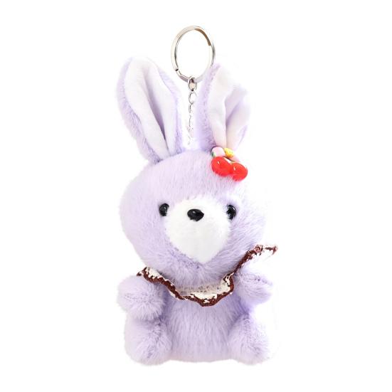 Cute Cherry Bunny Plush Keychain, Small Rabbit Stuffed Animal Pendant for Bag Backpack Purse, Kawaii Cartoon Key Ring Charm, Gift for Girls Women