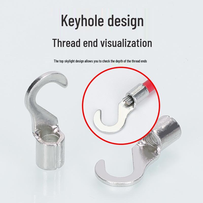 KT Copper Lug Hook-shaped Bare Terminal 1.25 2 5.5 Cold Crimp Purple Copper Hook