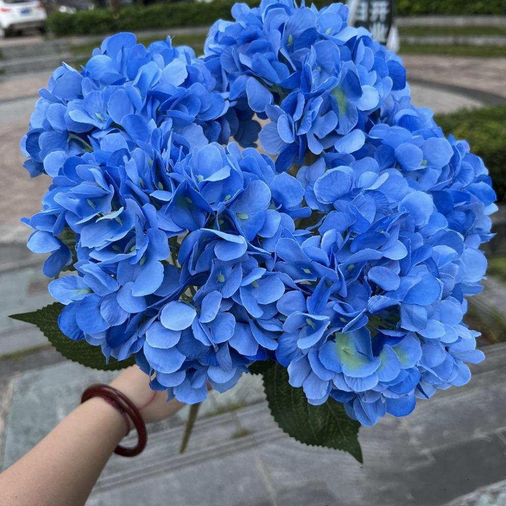 

Шелковые искусственные цветы гортензии большого размера, имитация свадебной флористики для домашней вечеринки, свадьбы синий