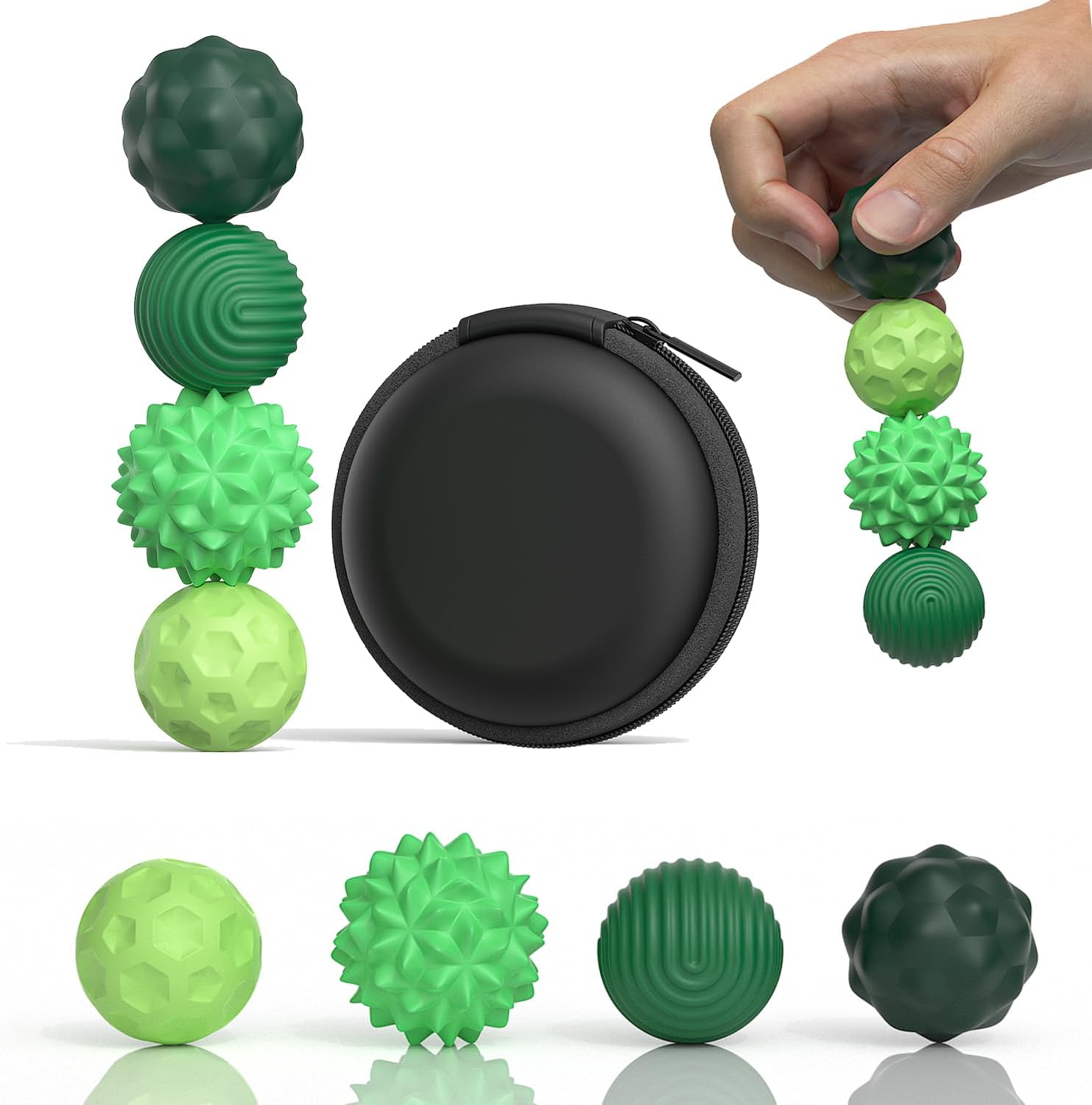 Magnetic Fidget Balls Toys, Silicone Sensory Stress Relief Toy for Adults,Teens with Fidget Magnets & Magnetic Toy Fun Gift set of 4 зелёный